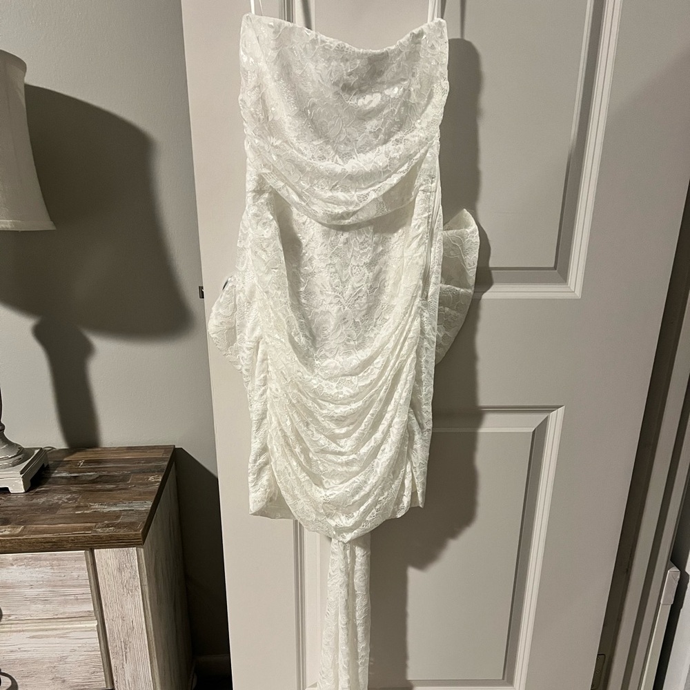 Windsor White Lace Fabric Strapless Dress